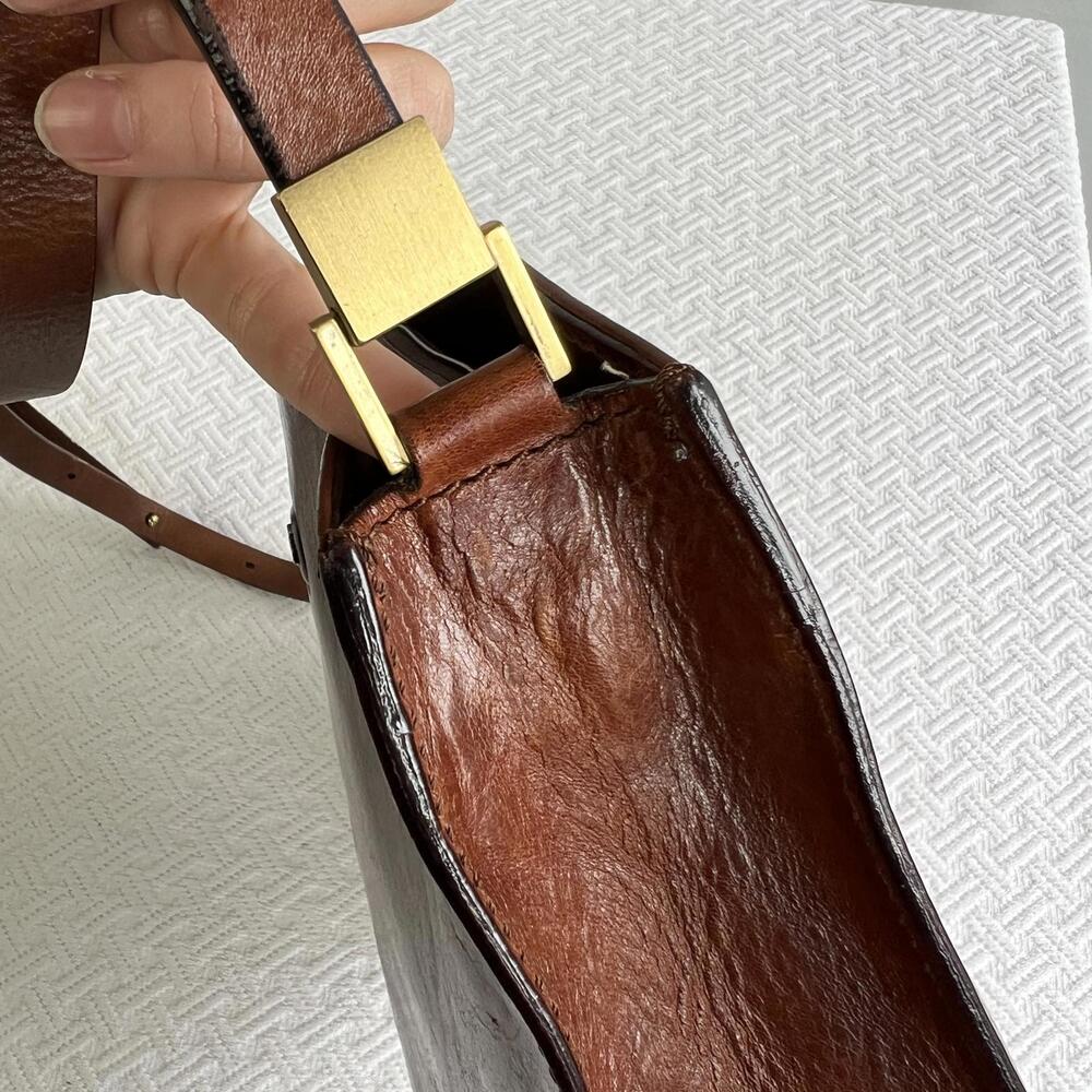 The Bridge Brown Leather Crossbody Bag Italian Academia Quiet Luxury Prep Purse - Picture 10 of 15